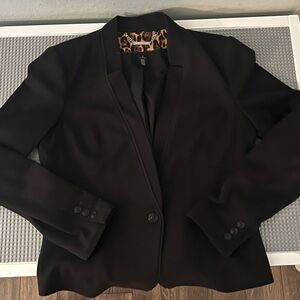 White House Black Market Black Blazer with Leopard Lining – Size 12